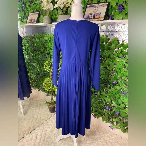 SHEIN Sweetheart Neck Pleated Hem Cobalt Blue Dress Women’s Large 8/10 - Picture 8 of 15